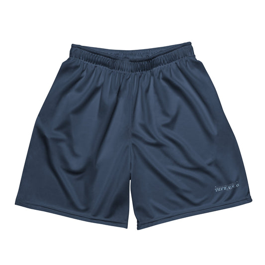 Unisex Secret Island Athletic Mesh Shorts with elastic waistband.