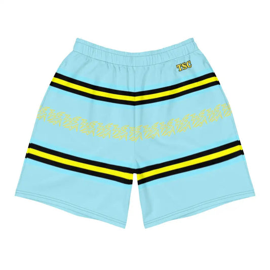 Men's Electric Tropical Long Shorts with beach and island print, four-way stretch microfiber, elastic waistband.