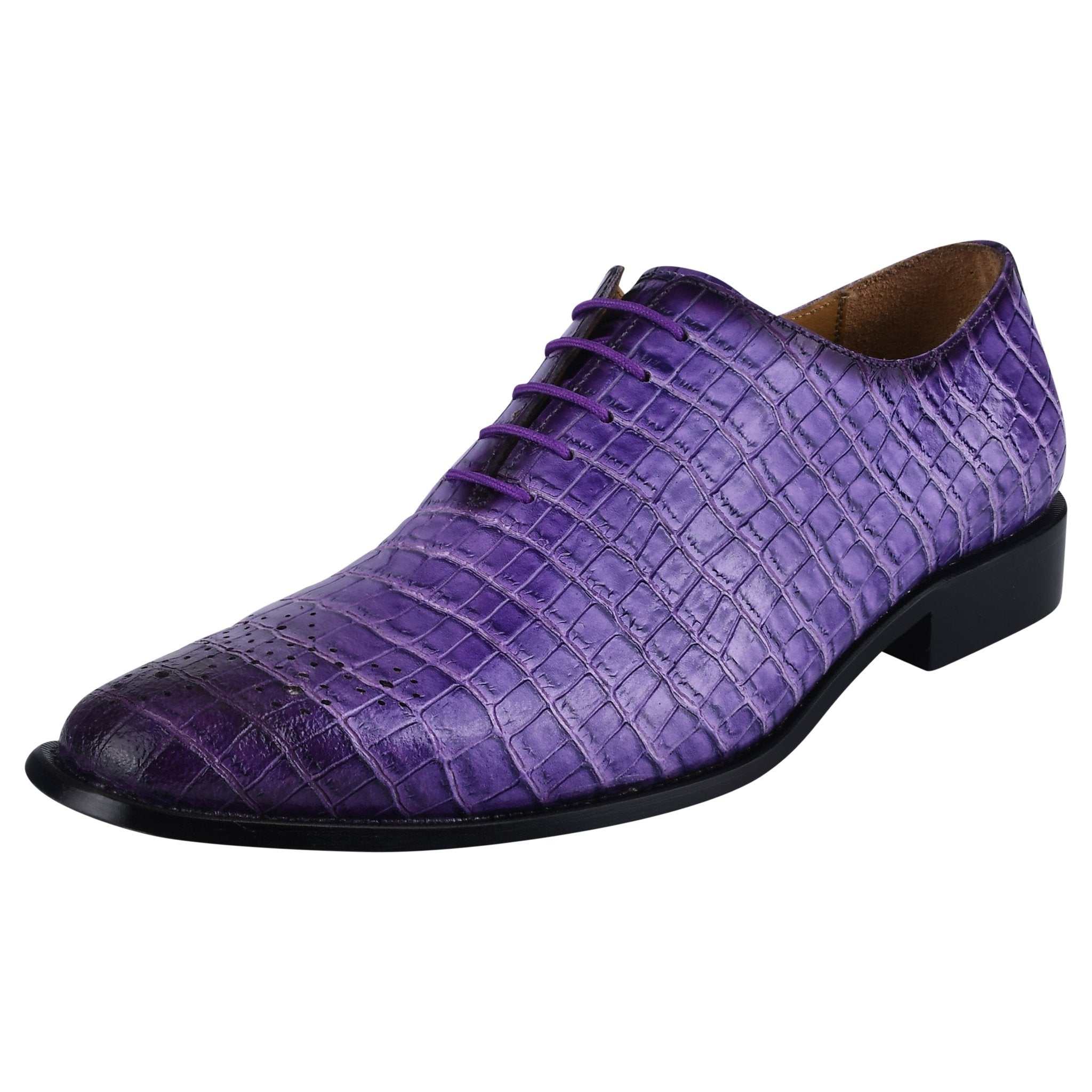 Walter Small Croco Leather Lace up Oxford Dress shoes - MENLL