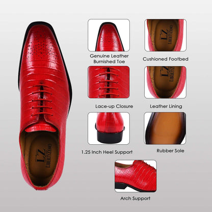 Walter Small Croco Leather Lace up Oxford Dress shoes - MENLL