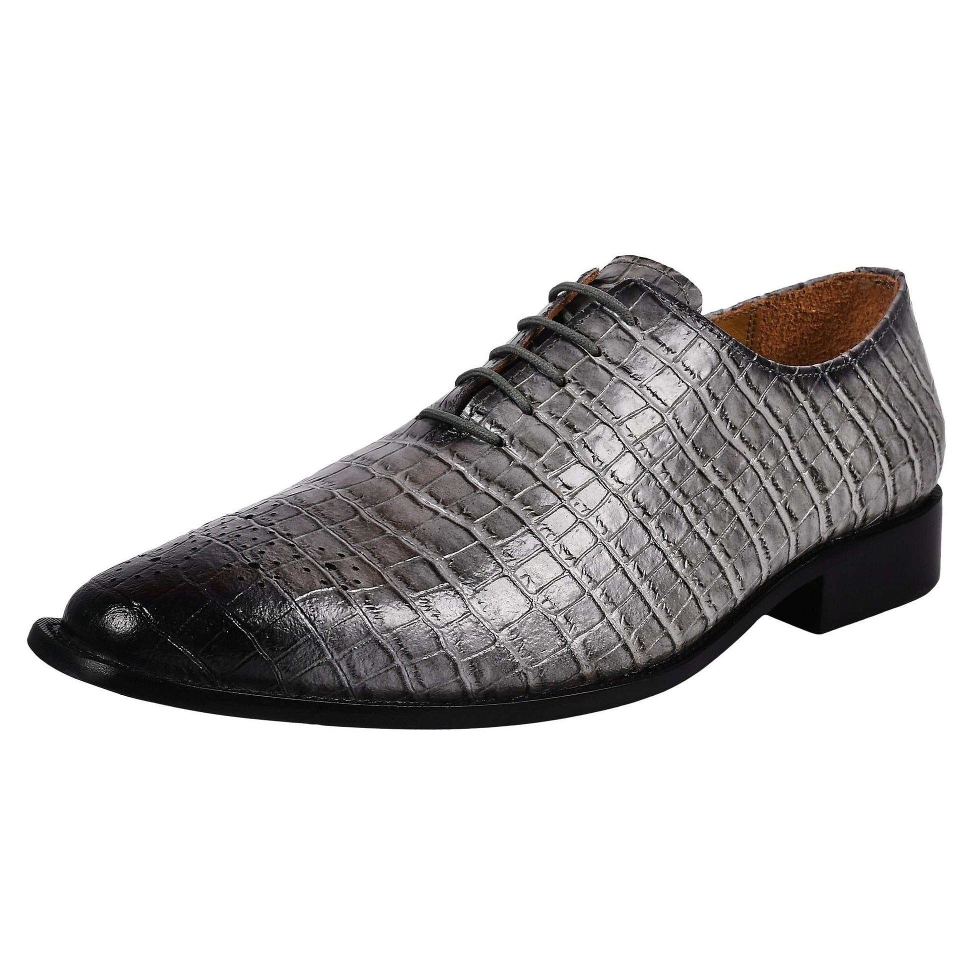 Walter Small Croco Leather Lace up Oxford Dress shoes - MENLL