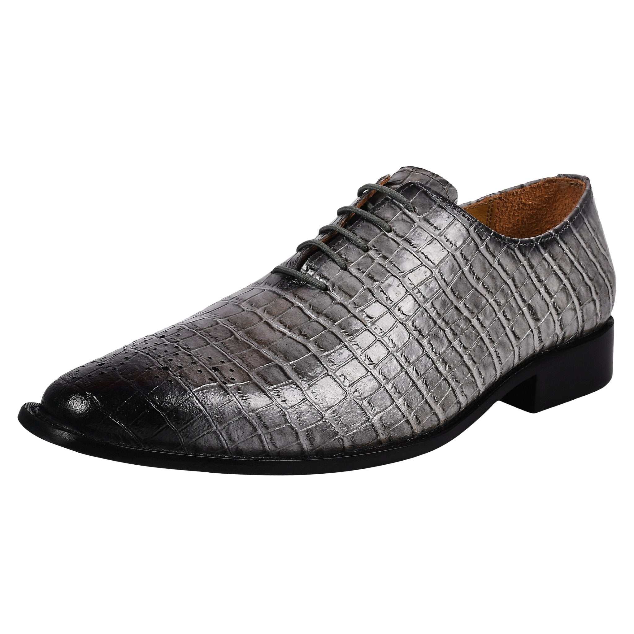 Walter Small Croco Leather Lace up Oxford Dress shoes - MENLL