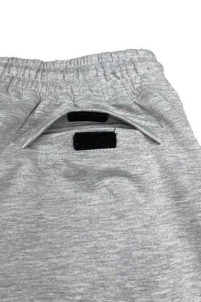 Cotton blend lounge sweat shorts with elastic waist and drawstring.