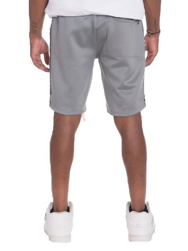 Weiv Mens Checkered Stripe Track Shorts with elastic waist and pockets.