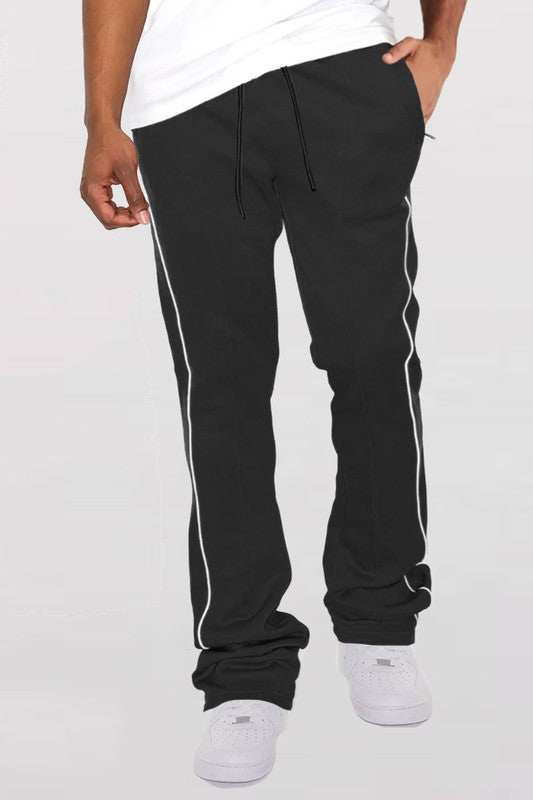 Mens Side Pipe Stacked Flare Pants - MENLL