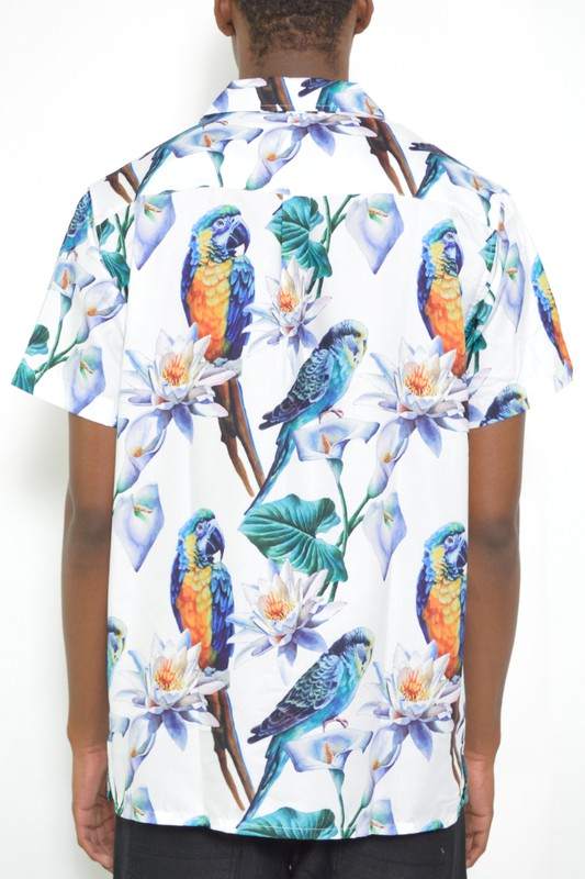 MENS TUCAN PARROT PRINT RESORT BUTTON DOWN SHIRT - MENLL