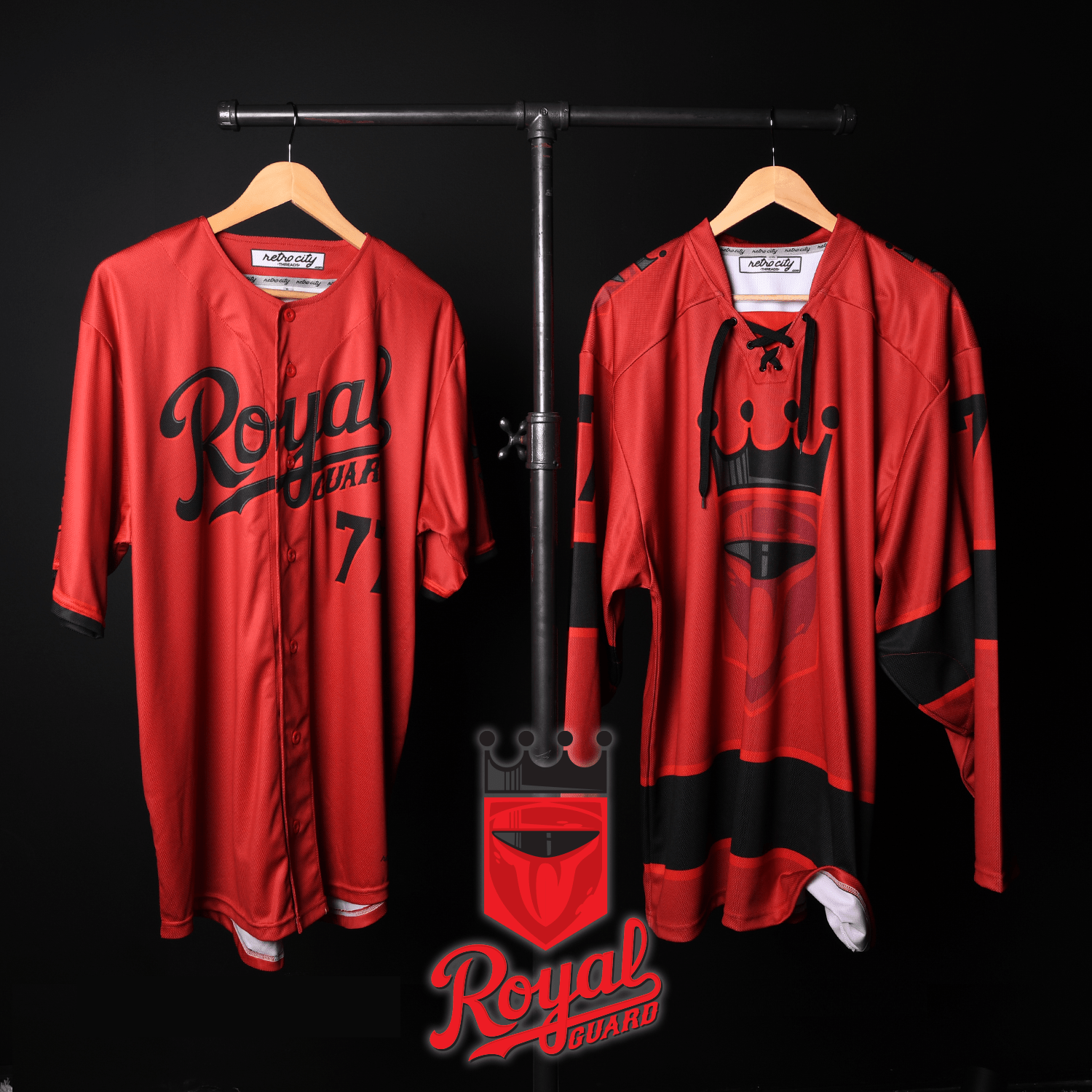 Retro City Threads Royal Guard Dark Side Lace-up Hockey Jersey Sweater - Back View