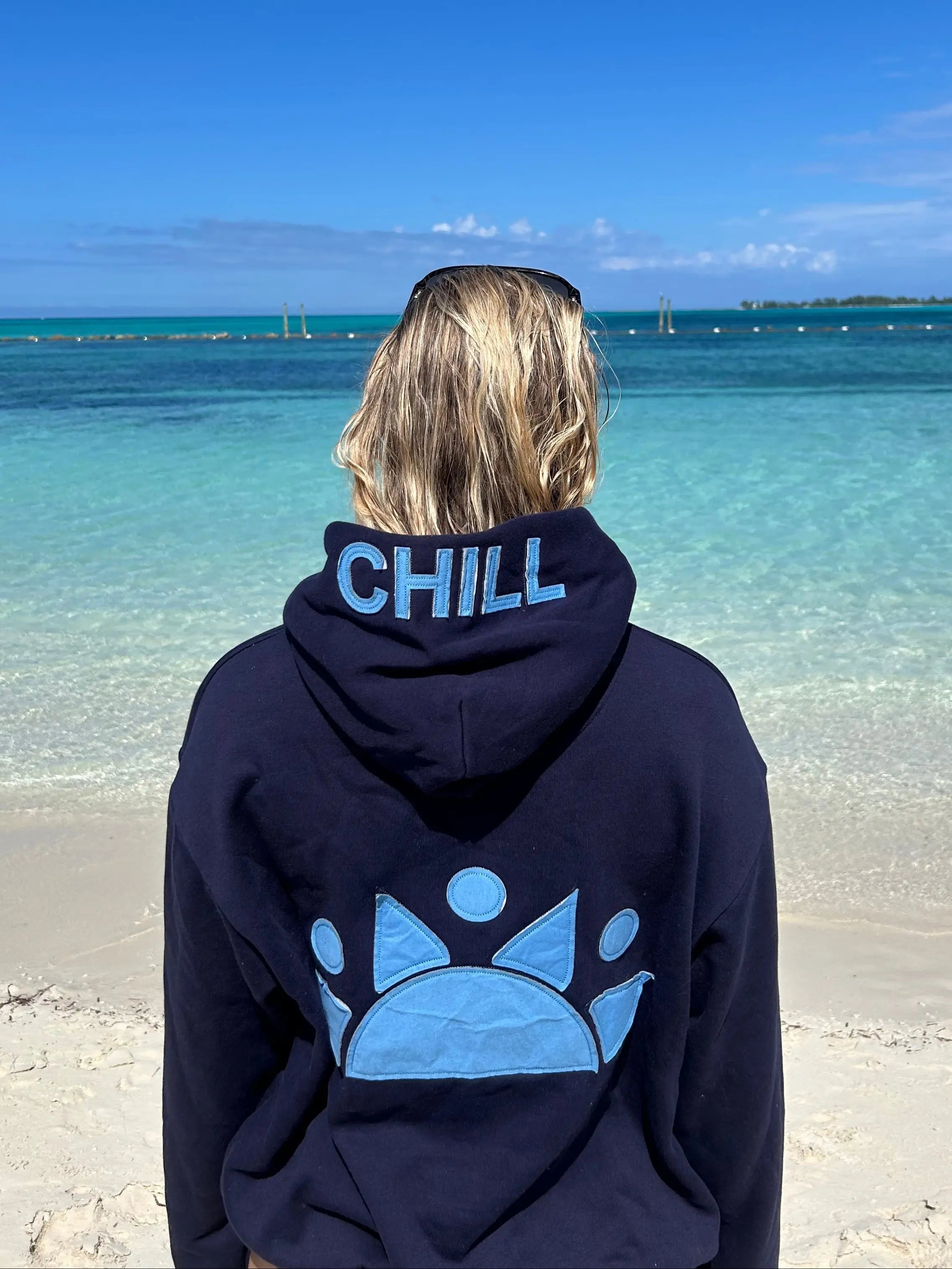 Zen Zip Serenity Applique-Navy/Nashville Blue chill life style